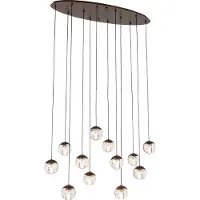 QAZQA Design pendellampe mørk bronze med klart glas 12-lys - Inge