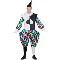 MOM Harlekin-kostume Med Hætte Rygløst Design Håndjern Og Bukser Med Knapper