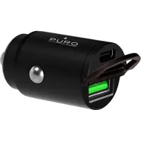Puro Car Charger Mini 1 USB-C + 1 USB-A, 30W Black