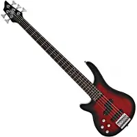 Gear4Music Chicago 5-strenget Venstrehånds Basguitar fra Trans Red