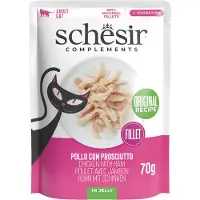 Schesir kylling med skinke (gelé) vådfoder til katte (poser)