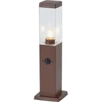 QAZQA Udendørslampe rustbrun med klart glas 45 cm IP44 med stik og bevægelsessensor - Malios