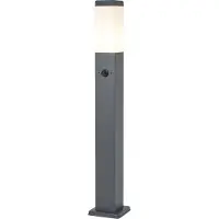 QAZQA Udendørslampe mørkegrå med opalglas 80 cm IP44 med stik og bevægelsessensor - Malios