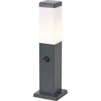 QAZQA Udendørslampe mørkegrå med opalglas 45 cm IP44 med stik og bevægelsessensor - Malios