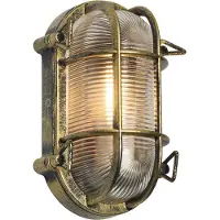 QAZQA Udendørs væg- og loftlampe antik guld oval IP44 - Noutica