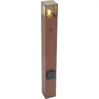 QAZQA Industriel udendørs pullertlampe rustbrun med røgglas 70 cm med skumringssensor IP44 - Denmark