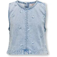 Kids Only Top - KogFreja - Lyseblå Denim/Sommerfugl - - 14 år (164) - Tanktop