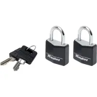 Master Lock 9130EURTBLK 30 mm sort belagt aluminiumlåse tvillingepakke med samme nøgle