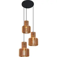 QAZQA Retro pendellampe sort med orange 3-lys - Felt