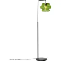 QAZQA Retro gulvlampe sort med grønt glas - Denise