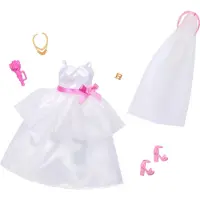 Barbie Clothes Bridal Fashion Pack för Doll på bröllopsdag 1 -outfit med tillbehör för en fullständig titt