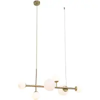 QAZQA Hotel Chic Pendellampe Guld med Opal Hvidt Glas 6-Lys - Monaco