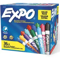 Expo Low Odor Dry Erase Markers Chisel Tip Assorterede modefarver 36 T?lling for Klasselokale Office & Home Use