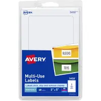 Avery 5450 Aftagelige print- eller skriveetiketter 3" x 5" - hvid (pakke med 40)