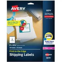 Avery 6874 farveudskrivning forsendelsesetiketter 3 x 3-3/4 hvid 150/pakke