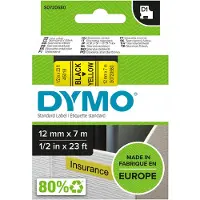 Dymo Mærkebånd D1 12 mm, sort på gul