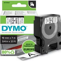 Dymo D1 tape | 19mm x 7m rulle | sort på hvid