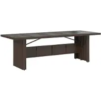 vidaXL havebord med glastop 240x90x75 cm polyrattan brun