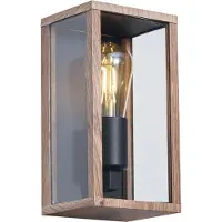 QAZQA Industriel væglampe træprint 26 cm IP44 - Charlois