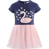 Happy girls Kjole navy / lys pink / sølv / hvid