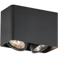 QAZQA Design påbygningsspot sort GU10 70mm 2-lys drejelig og vipbar - Vox