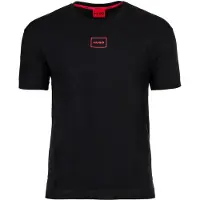 HUGO HUGOtil mænd. 50525236 T-shirt i stretchbomuld med logoprint, sort (XL), Casual, Korte ærmer