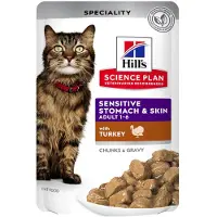 Hill's Pet Nutrition Adult Cat Sensitive Mave & Hud - Økonomipakke: Kalkun (24 x 85 g)