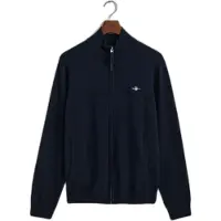 Gant Ganttil mænd. 87214 Cardigan i meget fin fåreuld med marineblå lynlås (L), Casual, Bomuld