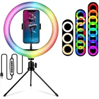 Mtp Products S26-RGB 10 RGB LED-ringlys Selfie-fotografering Fill Light med telefonholder og stativ