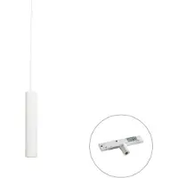 QAZQA Design pendellampe hvid inkl. 1-faset skinneadapter - Slimline Tuba Small
