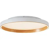 QAZQA Design loftslampe hvid med træ 60 cm inkl. LED 3-trins kontakt - Ingo