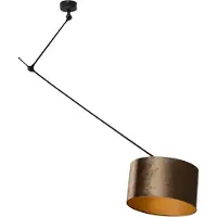 QAZQA Pendellampe Sort med Bronze Velourskærm 35cm - Blitz