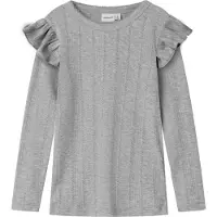 Name it Bluse - Noos - NmfJulia - Grey Melange m. Hulmønster - - 2 år (92) - Bluse