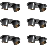 QAZQA Sæt med 6 indbyggede spots Gunmetal GU10 70mm justerbar 2-lys - Installa