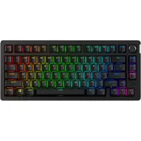 HyperX Alloy Rise - Tastatur - 1000 Hz pollingfrekvens, 100% anti-ghosting, 80 millioner tastetryk - 75% - bagbelyst - trådløs - 2.4 GHz, Bluetooth, USB-C - tastkontakt: HyperX Linear - sort