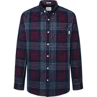 Pepe Jeans Pepe Jeanstil mænd. PM308726 Marcus navy fløjlsskjorte (L), Casual, Bomuld, Lange ærmer, Blå