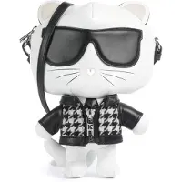 Karl Lagerfeld Skuldertaske 'IKON-Choupette' ecru / sort / hvid
