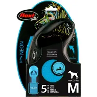 Flexi New NEON M bånd 5 m, 25 kg, sort / neon blå