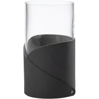 Lind DNA Vase FOLD NUPO 15 cm, antracit, læder / glas1,