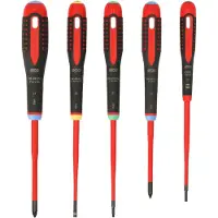 Bahco Ergo 1000V slimblade skruetrækkersæt med 5 dele. LK, PZ og Torx 10