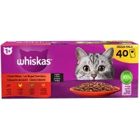 Whiskas 1+ Classic Selection i sauce vådfoder til katte multipack (poser 85 g)