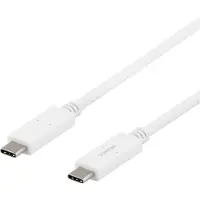 Deltaco USB-C til USB-C-kabel, 1m, USB-IF-certificeret, 5Gbit/s, hvid