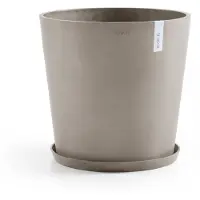 Ecopot's kopotter Runde Genbrugsplast Moderne Indendrs/Udendrs Plantekar Urtepotte Underkop - Taupe Finish - 17,5" D x 1,4" H