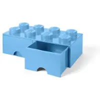 LEGO 8-knops opbevaringsklods med skuffe - lyseblå 5006311