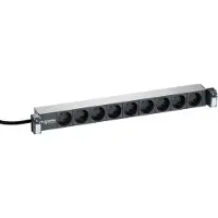 LAURITZ KNUDSEN Actassi Powerpanel 9-Stik M/J 1HE M/Afbryder Koksgrå