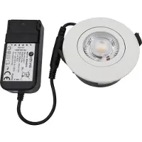 Nordtronic Low Profile Flexible G2 Ø75 3000K driver, rund, mat hvid, inden- og udendørs brug