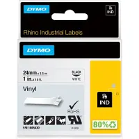 Dymo Rhino Coloured Vinyl - Vinyl - sort på hvid - Rulle (2,54 cm x 5,5 m) 1 kassette(r) tape - for Rhino 6000, 6000 Hard Case Kit