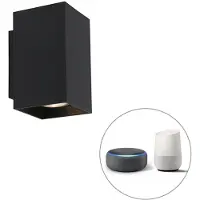 QAZQA Moderne smart væglampe sort inkl. 2 WiFi GU10 - Sandy