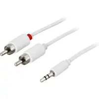 Deltaco Lydledning 3,5 mm ha - 2 x RCA ha 2 m, hvid