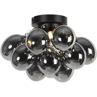 QAZQA Design loftslampe sort med røgglas 3-lys - Uvas